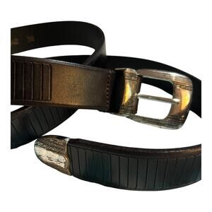 Johnston and Murphy Italian Saddle Leather Black Belt Size 38